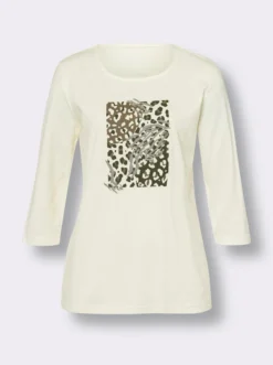 Rundhalsshirt mit platziertem Leo-Druck