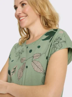 Rundhalsshirt mit platziertem Druck