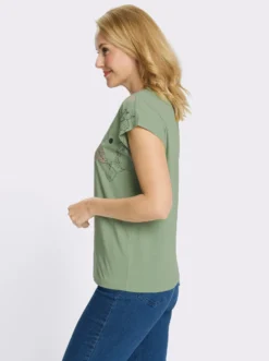 Rundhalsshirt mit platziertem Druck