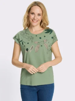 Rundhalsshirt mit platziertem Druck
