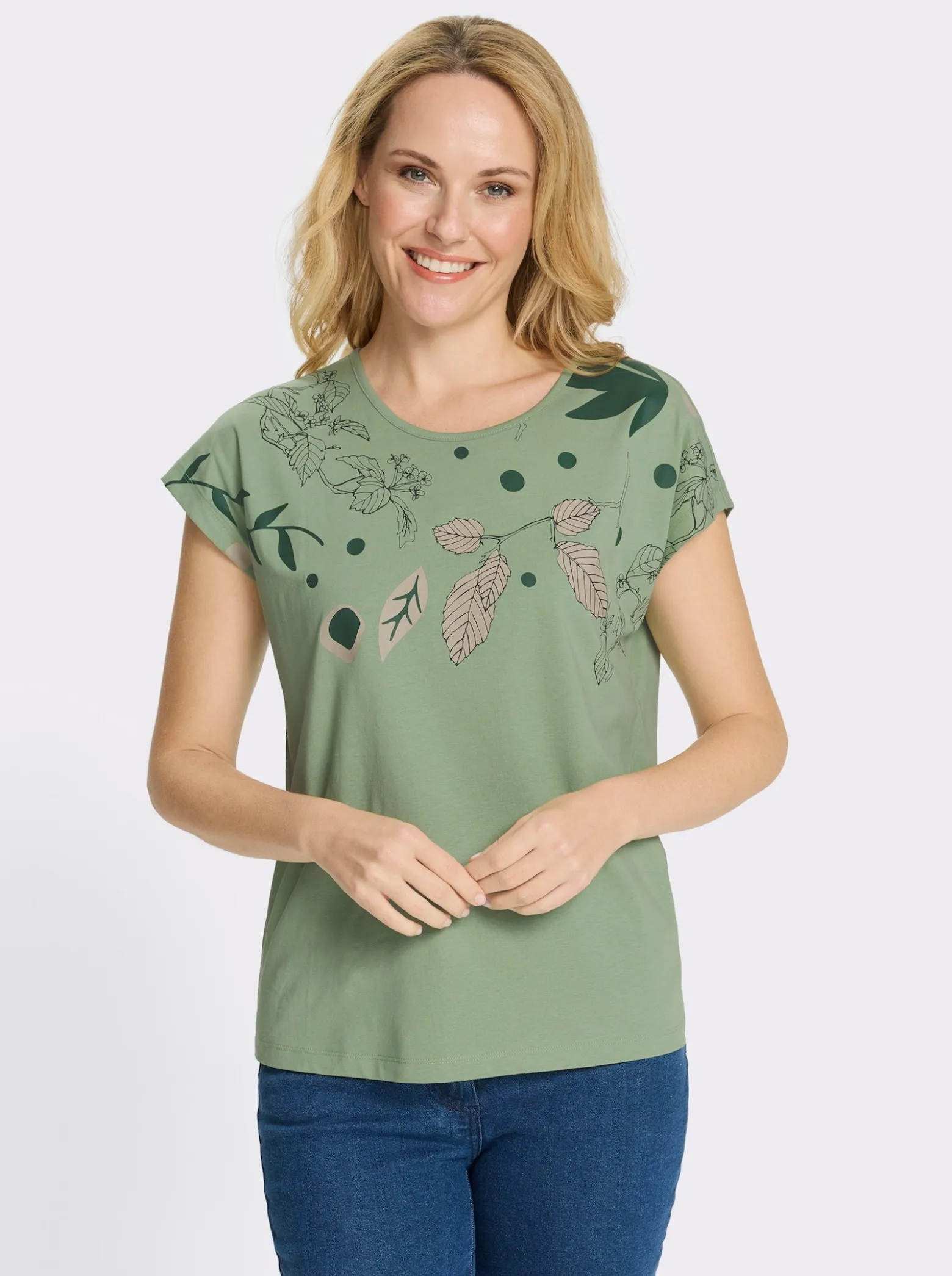 Rundhalsshirt mit platziertem Druck