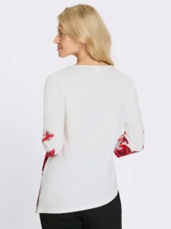 Rundhalsshirt mit platziertem Floral-Muster