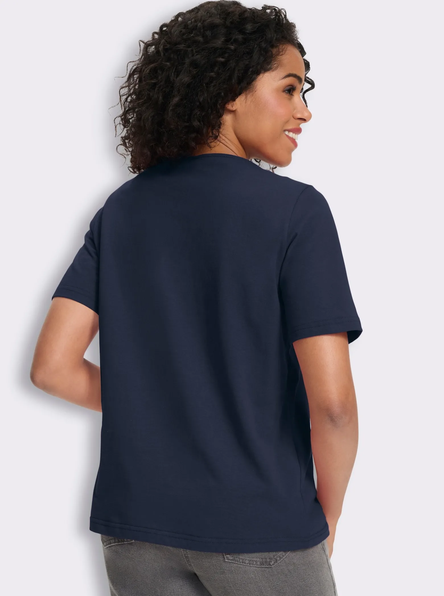 Rundhalsshirt mit platziertem Blumen-Druck