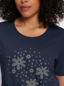 Rundhalsshirt mit platziertem Blumen-Druck