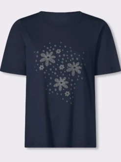Rundhalsshirt mit platziertem Blumen-Druck