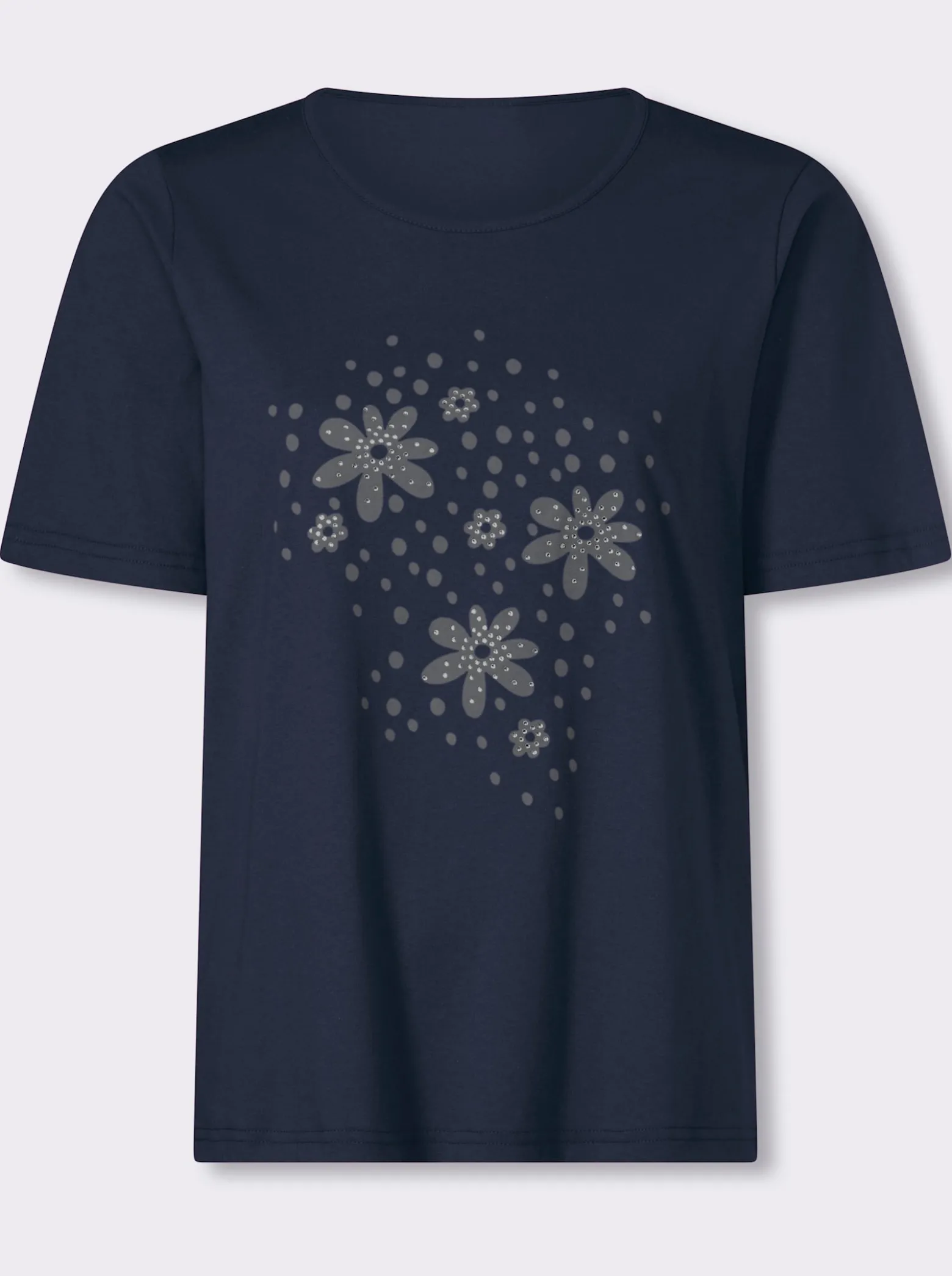 Rundhalsshirt mit platziertem Blumen-Druck