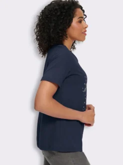 Rundhalsshirt mit platziertem Blumen-Druck
