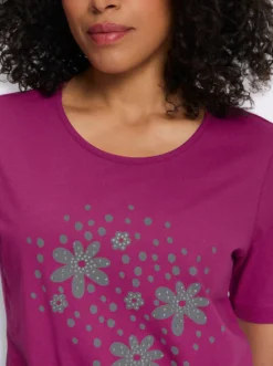 Rundhalsshirt mit platziertem Blumen-Druck