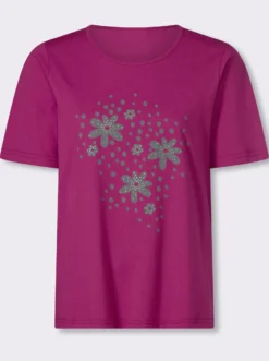 Rundhalsshirt mit platziertem Blumen-Druck