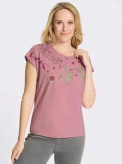 Rundhalsshirt mit platziertem Druck