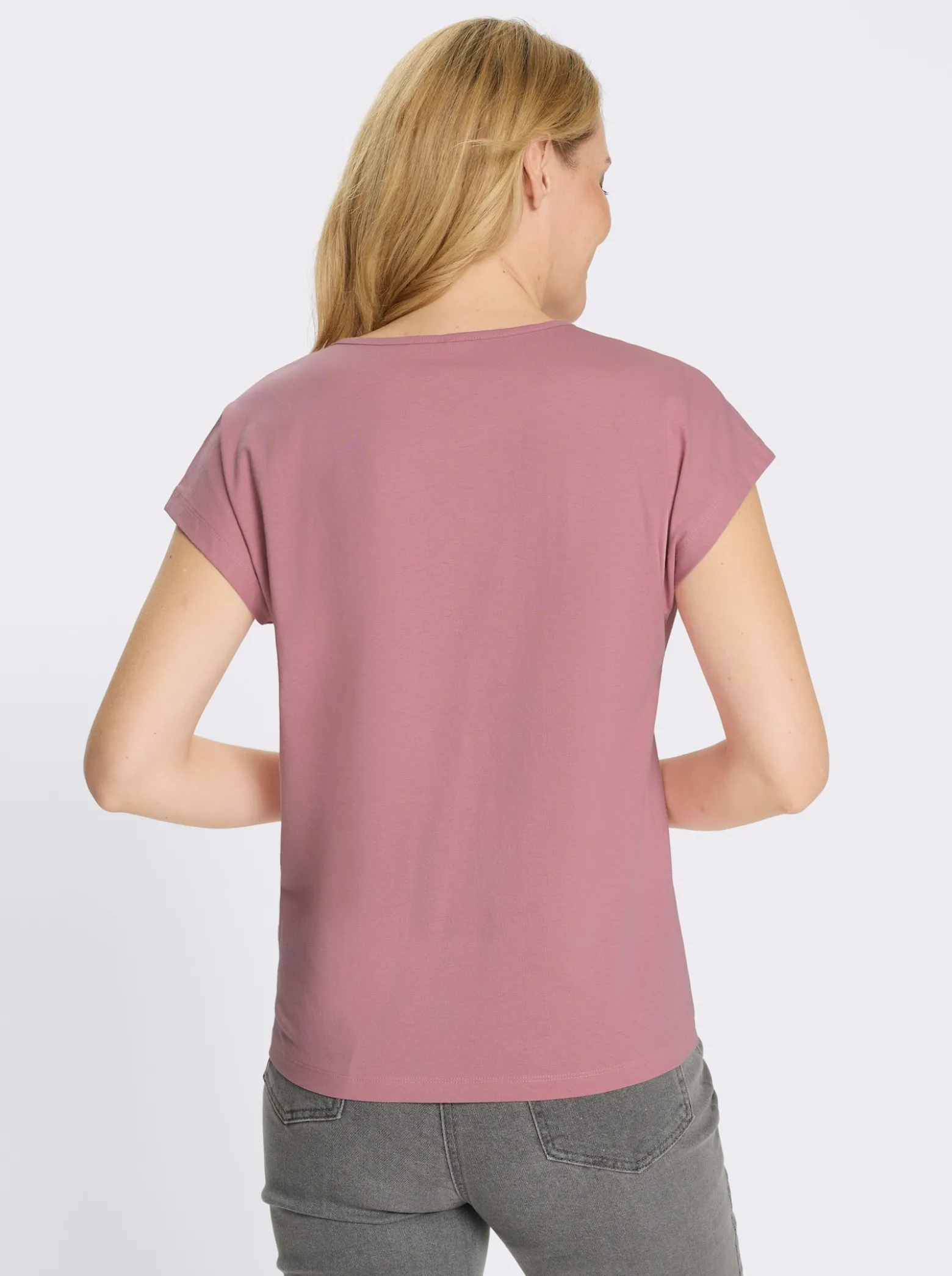 Rundhalsshirt mit platziertem Druck