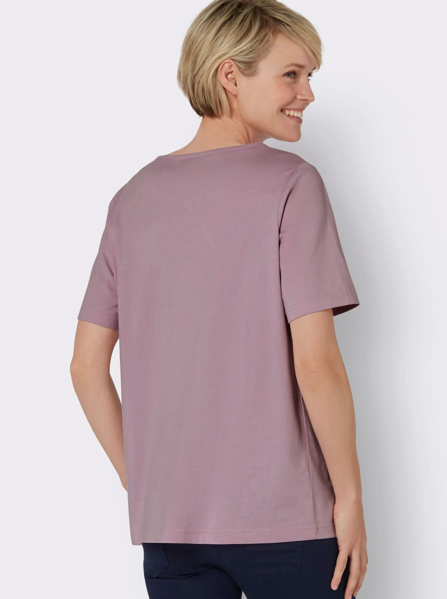 Rundhalsshirt mit platziertem Druck