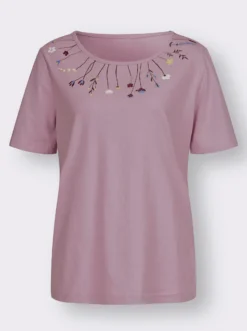 Rundhalsshirt mit platziertem Druck