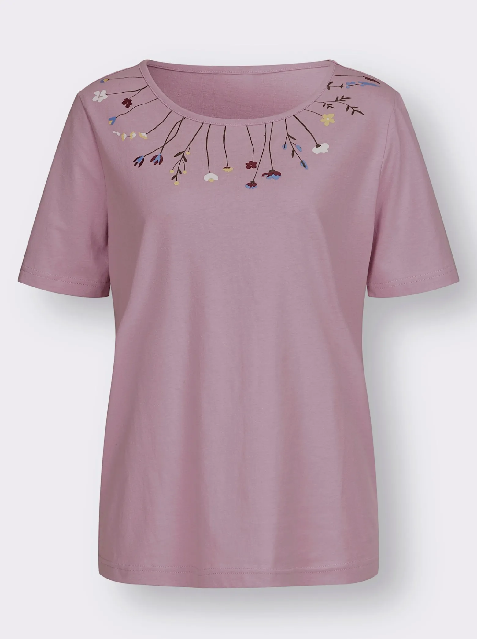 Rundhalsshirt mit platziertem Druck
