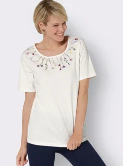 Rundhalsshirt mit platziertem Druck