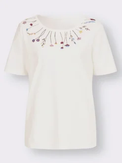 Rundhalsshirt mit platziertem Druck