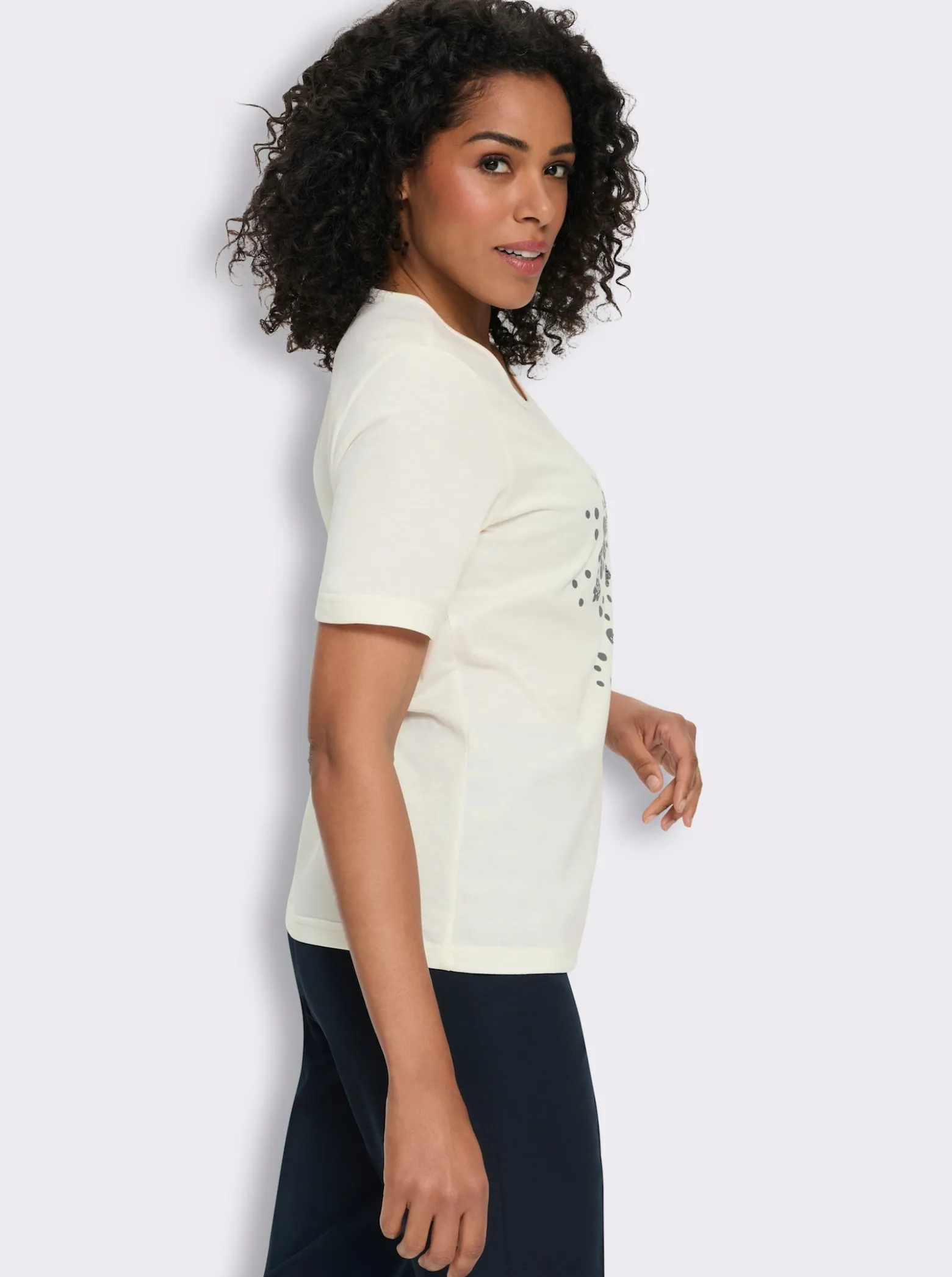 Rundhalsshirt mit platziertem Blumen-Druck