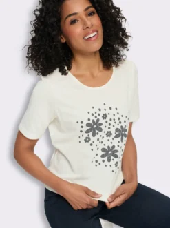 Rundhalsshirt mit platziertem Blumen-Druck