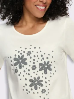 Rundhalsshirt mit platziertem Blumen-Druck
