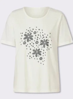 Rundhalsshirt mit platziertem Blumen-Druck