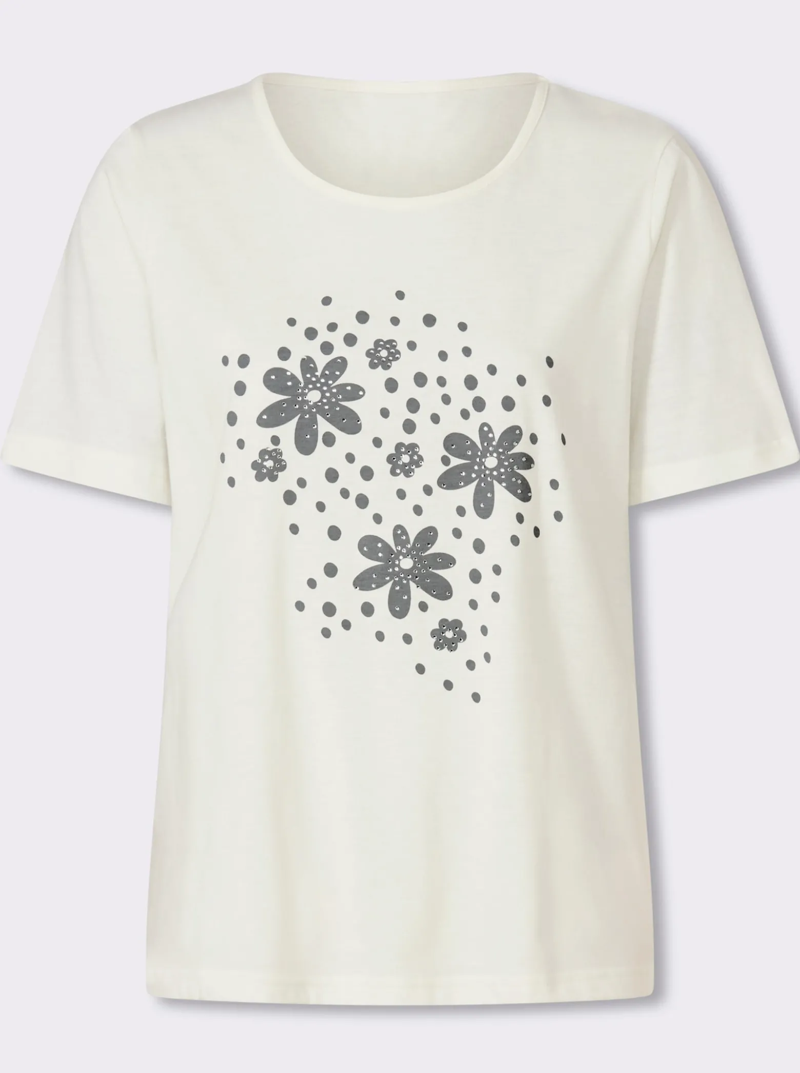 Rundhalsshirt mit platziertem Blumen-Druck