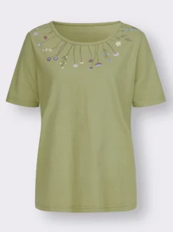 Rundhalsshirt mit platziertem Druck