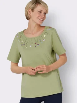 Rundhalsshirt mit platziertem Druck