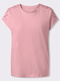 Rundhalsshirt mit Rautensteppung