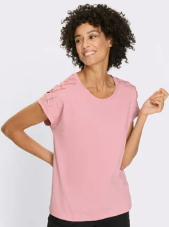 Rundhalsshirt mit Rautensteppung