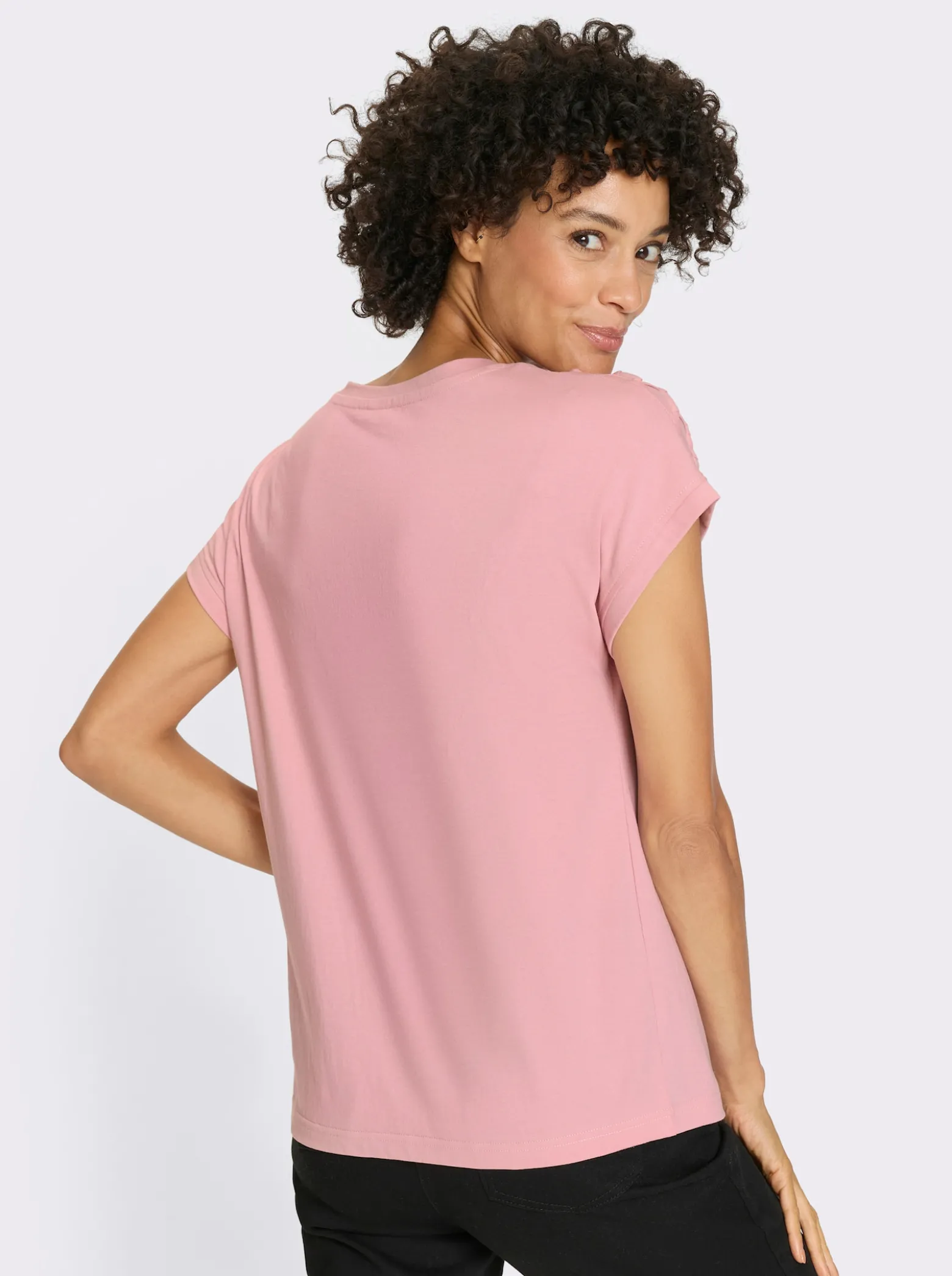 Rundhalsshirt mit Rautensteppung