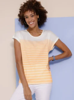 Rundhalsshirt mit Ringelmuster