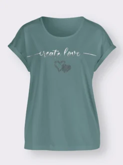 Rundhalsshirt mit Ärmel-Aufschlag