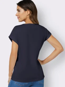 Rundhalsshirt mit Ärmel-Aufschlag