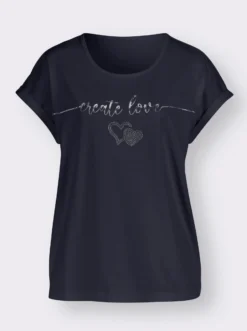 Rundhalsshirt mit Ärmel-Aufschlag