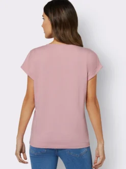 Rundhalsshirt mit Ärmel-Aufschlag