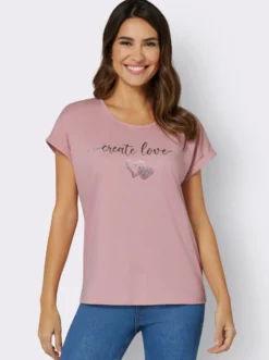 Rundhalsshirt mit Ärmel-Aufschlag