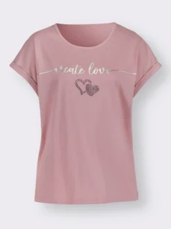 Rundhalsshirt mit Ärmel-Aufschlag
