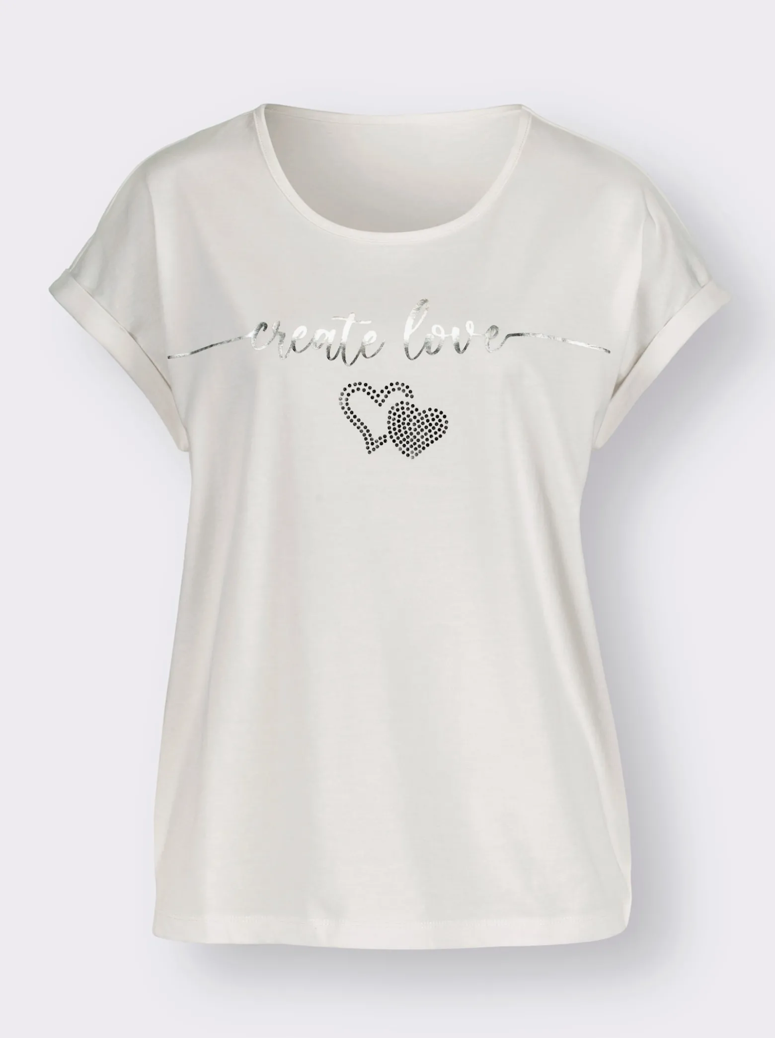 Rundhalsshirt mit Ärmel-Aufschlag