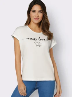 Rundhalsshirt mit Ärmel-Aufschlag