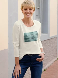 Rundhalsshirt mit Schriftzug