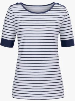 Rundhalsshirt mit Ösen und Zierschnürungen