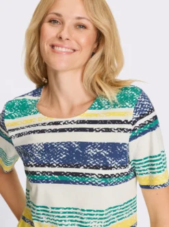 Rundhalsshirt mit Streifen-Muster, Baumwolle