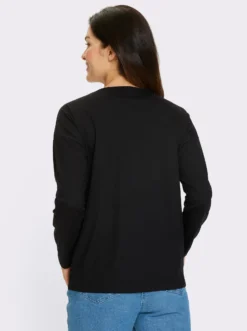 Rundhalsshirt mit Weihnachtsmotiv mit Pailletten