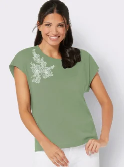 Rundhalsshirt mit zartem Blumenprint