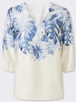 Satinbluse mit elastischen Ärmelabschlüssen