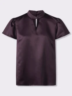 Satinbluse mit Flügelärmeln