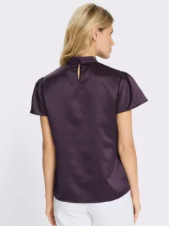 Satinbluse mit Flügelärmeln
