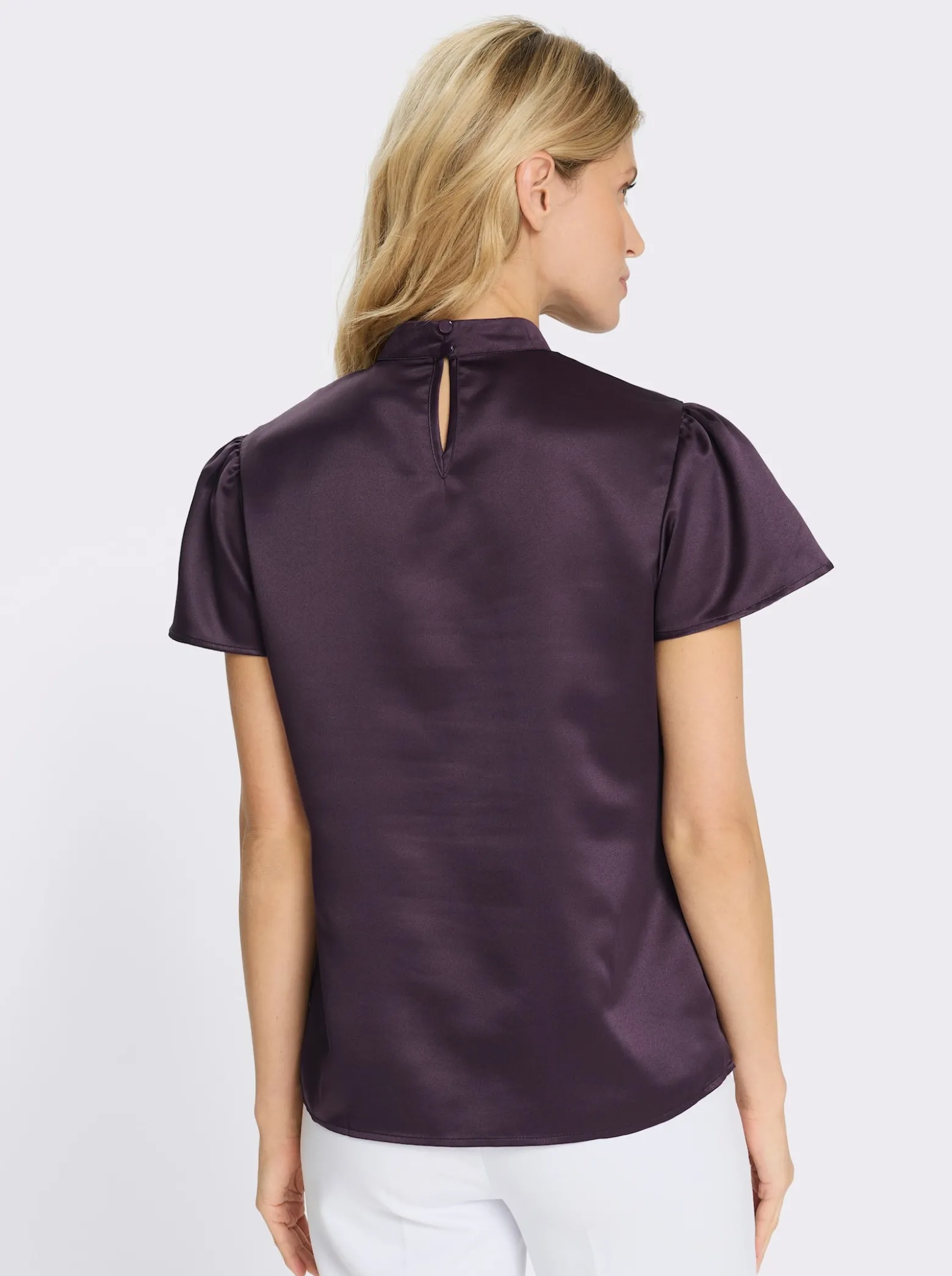 Satinbluse mit Flügelärmeln