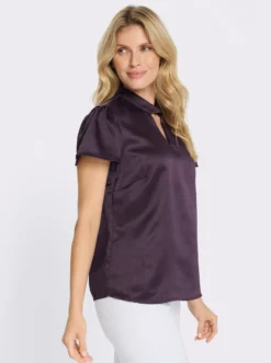 Satinbluse mit Flügelärmeln