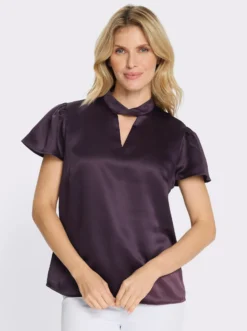 Satinbluse mit Flügelärmeln